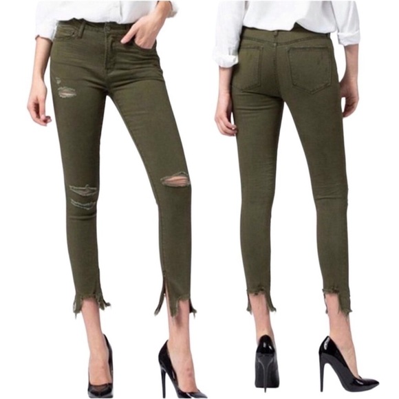 Vervet Mid Rise Distressed Frayed Skinny Jeans VT574N Stretch - Picture 1 of 13